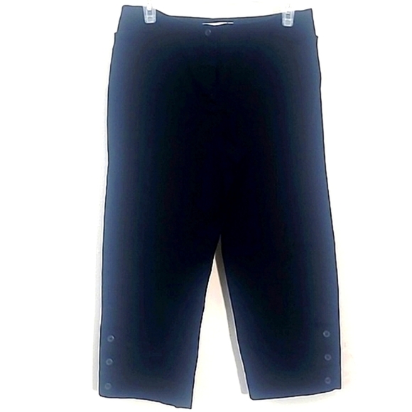 Versailles Capri pant black decorative button leg 2cfront pockets mid-rise sz 8P - Picture 1 of 5